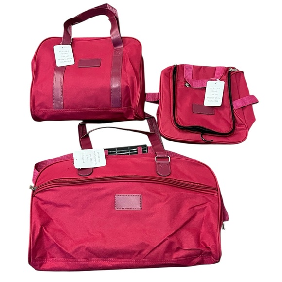 Handbags - 3 Piece Hot Pink Stylish Pink Travel Bag Set Weekender, Tote and Organizer